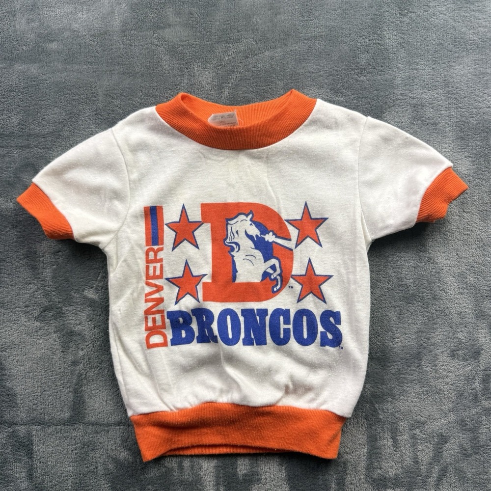 Vintage Denver Broncos Toddler Shirt 24 Months Short Sleeve Orange White NFL